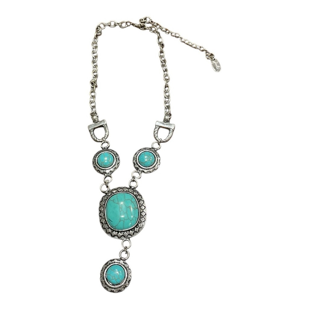 Jules turquoise and silver southwestern necklace.